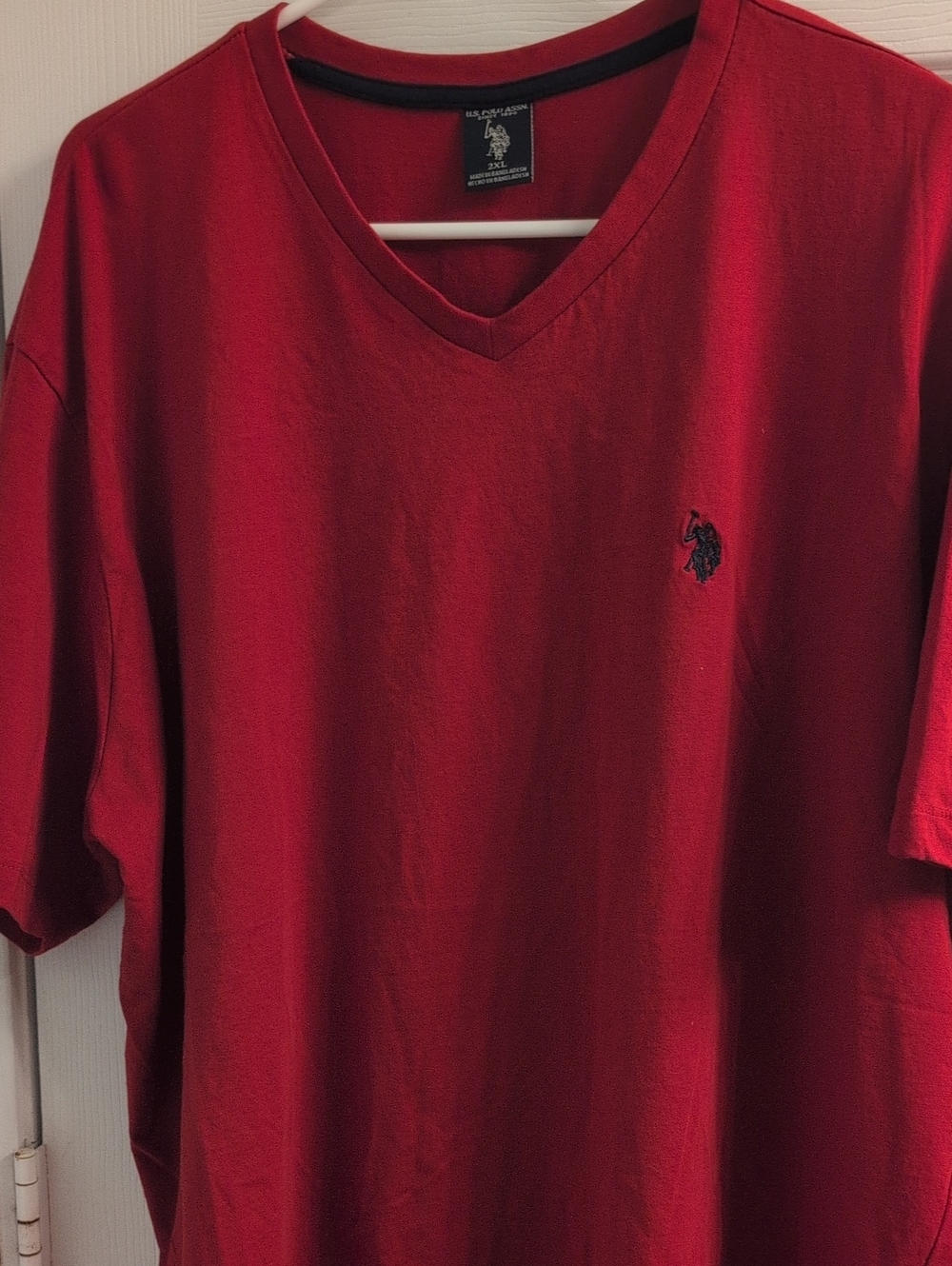 U.S. Polo Assn. Men's V-Neck Tee in Red with Navy Logo